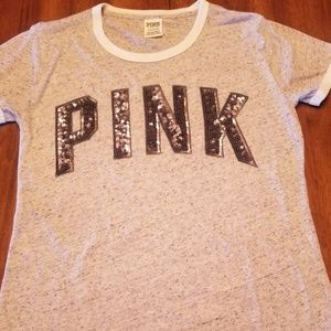 PINK Sequin T-shirt-Small